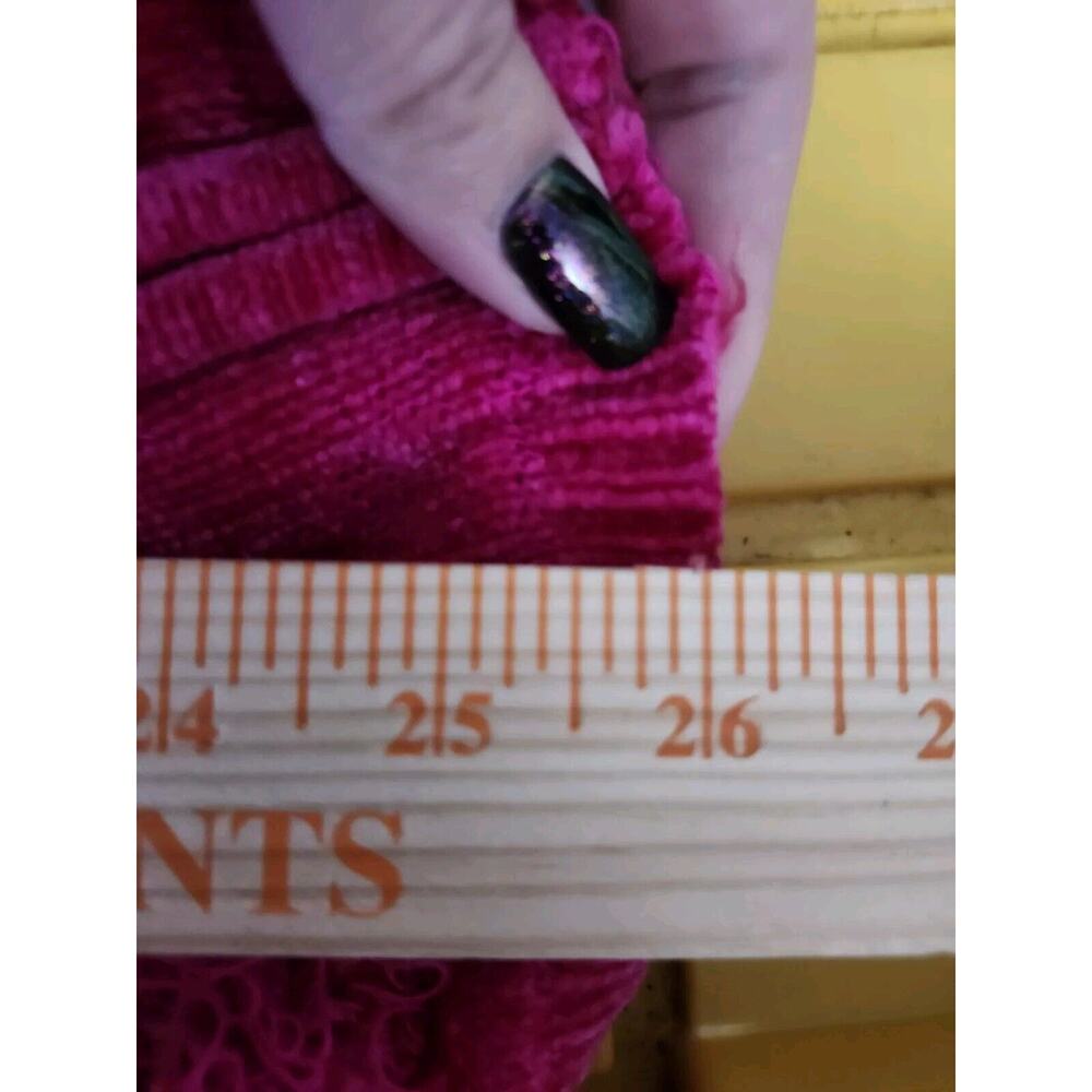Lisa International Vintage Zip-Up Knit Sweatshirt Size Large Hot Pink Chenille - Picture 6 of 6